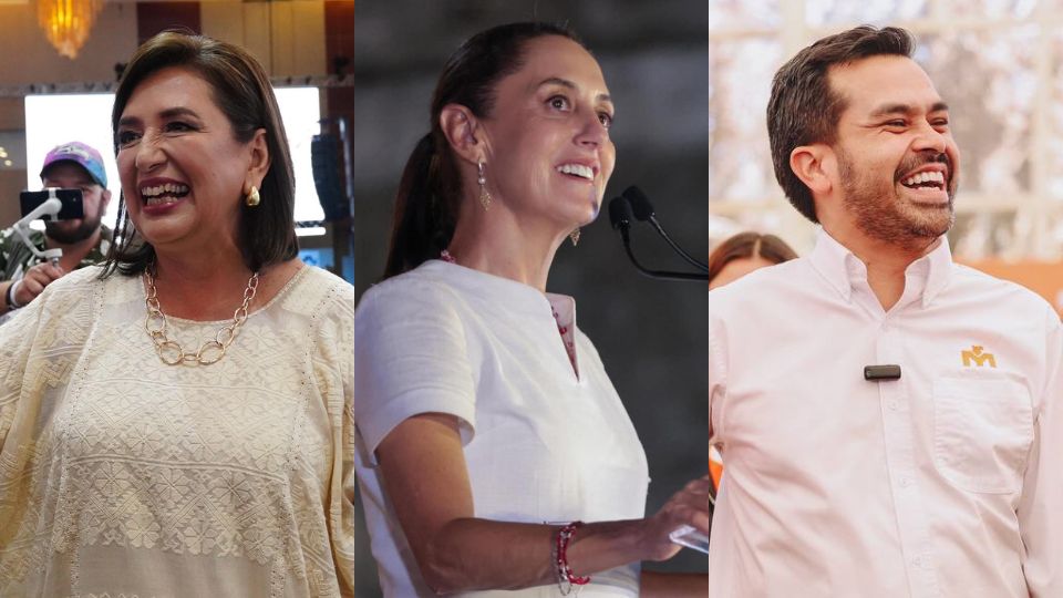 Xóchitl Gálvez, Claudia Sheinbaum y Jorge Álvarez Máynez, candidatos presidenciales