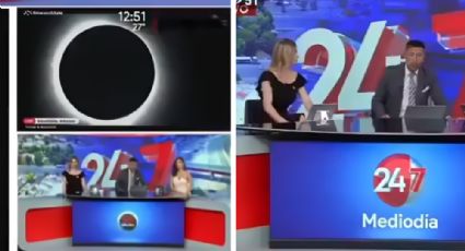 Conductores viven bochornoso momento mientras mostraban videos del eclipse solar