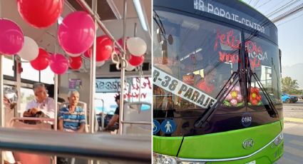 Chofer decora ruta de García y regala chocolates por el Día de las Madres