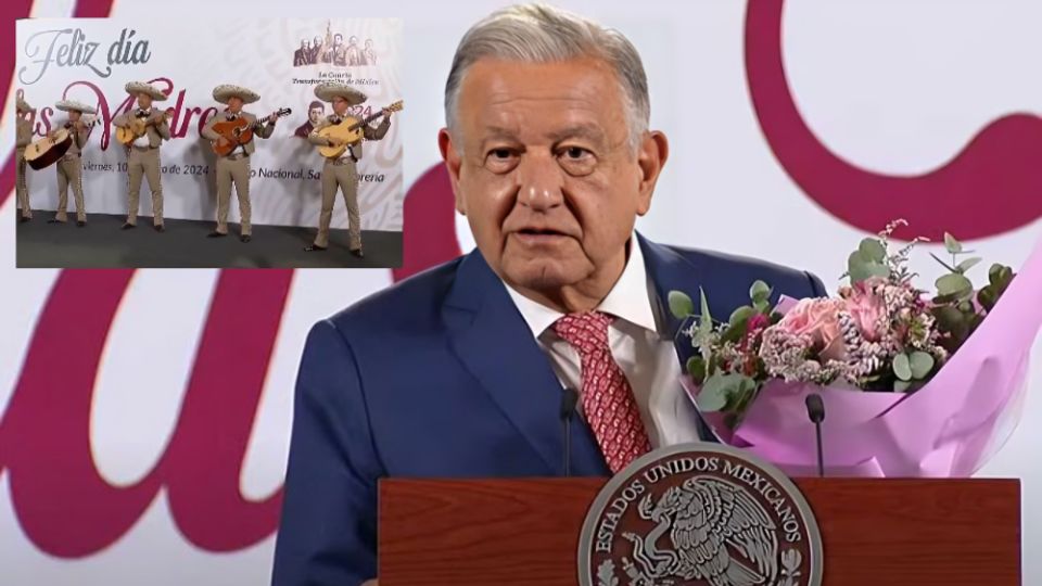 AMLO festejó a las mamás con un mariachi en su conferencia matutina