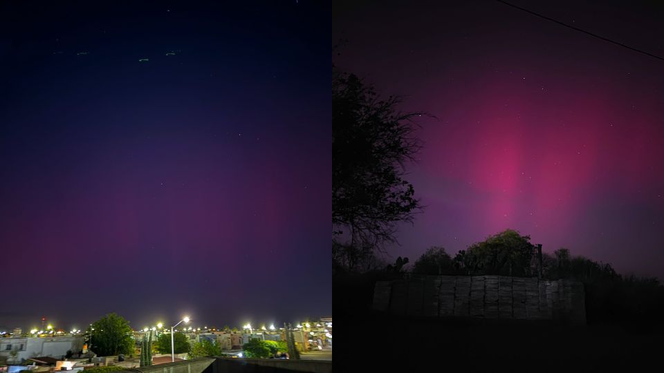 Aurora boreal observada en Ciudad Obregón, Sonora y Sinaloa.