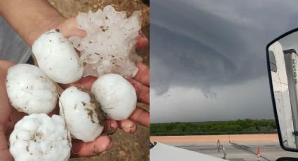 Tras intenso calor, cae granizo del tamaño de pelotas de béisbol en Anáhuac, NL