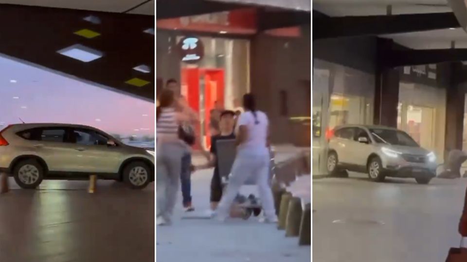 Camioneta se va de reversa y se estrella contra mall en Monclova