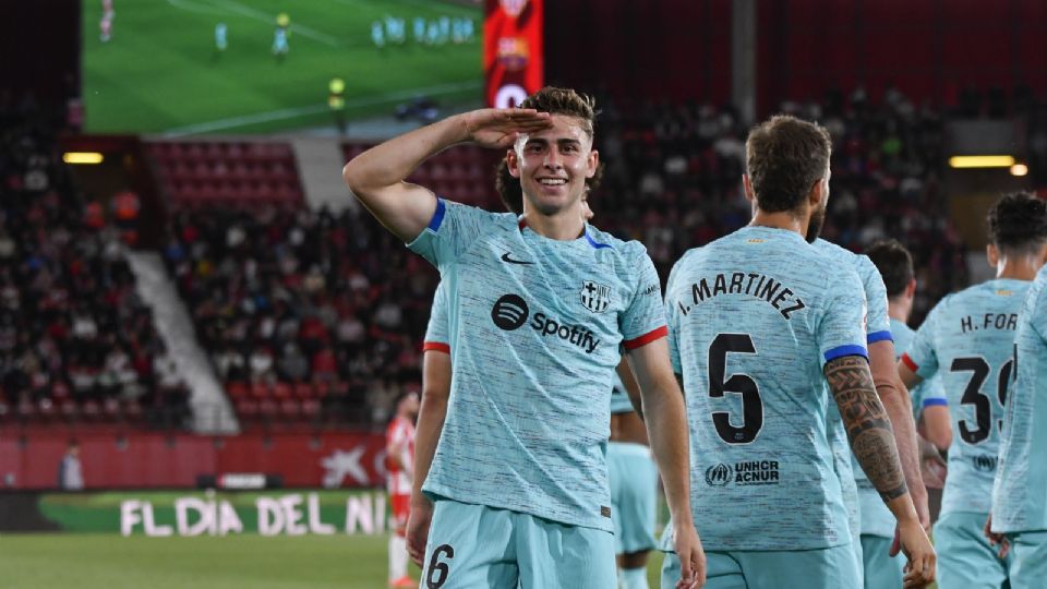 Fermín López celebra uno de sus goles ante el Almería, durante un partido de la jornada 36 de LaLiga