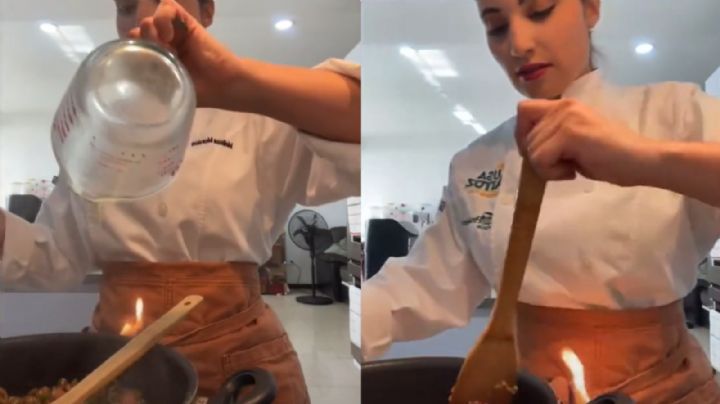 Chef Melissa Morelos se vuelve viral al encenderse su delantal