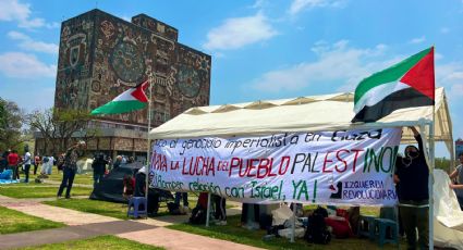 Estudiantes instalan en la UNAM campamento en apoyo a Palestina