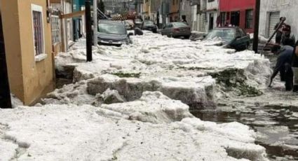 Fuerte granizada pinta de blanco a Puebla