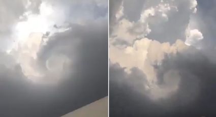 ¿Fue el viento? Captan nube giratoria y su 'ojo' en Juárez, Nuevo León