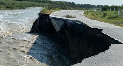 Lluvia provoca derrumbe en carretera San Juan Las Trancas, en Cadereyta