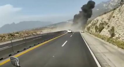 VIDEO: Así fue el choque e incendio de dos tractocamiones en la autopista a Saltillo