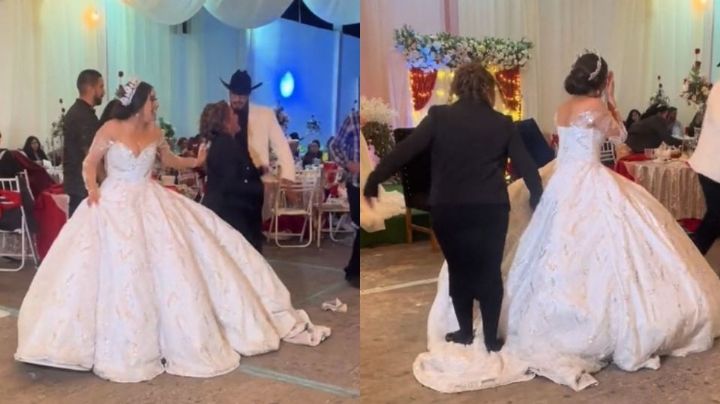 Video: Tía pisa el vestido de la novia en plena boda y la critican