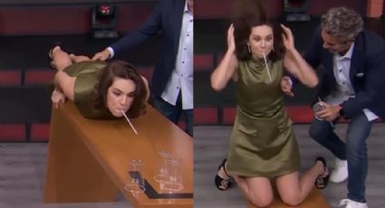 Video: Tania Rincón rompe la mesa y se cae mientras jugaba en vivo