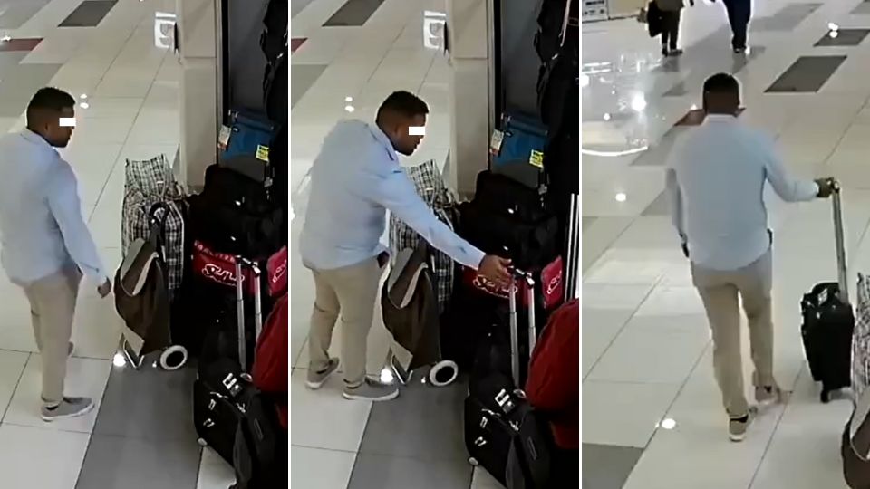 Hombre roba maleta en plaza comercial