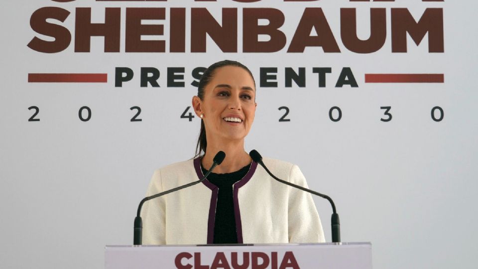 La Casa de campaña de Claudia Sheinbaum, donde se observa a la presidenta electa de México, Claudia Sheinbaum, durante una conferencia de prensa en la Ciudad de México (México).