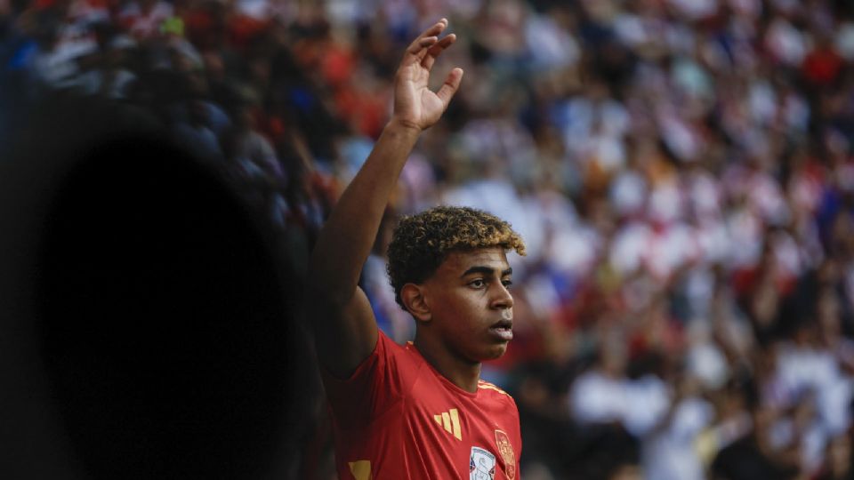 Lamine Yamal, durante el partido del grupo B de la Eurocopa 2024 entre España y Croacia.