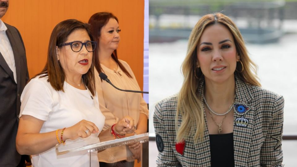 Sandra Pámanes, integrante de Movimiento Ciudadano, y Perla Villarreal, de la coalición PRI-PAN-PRD.