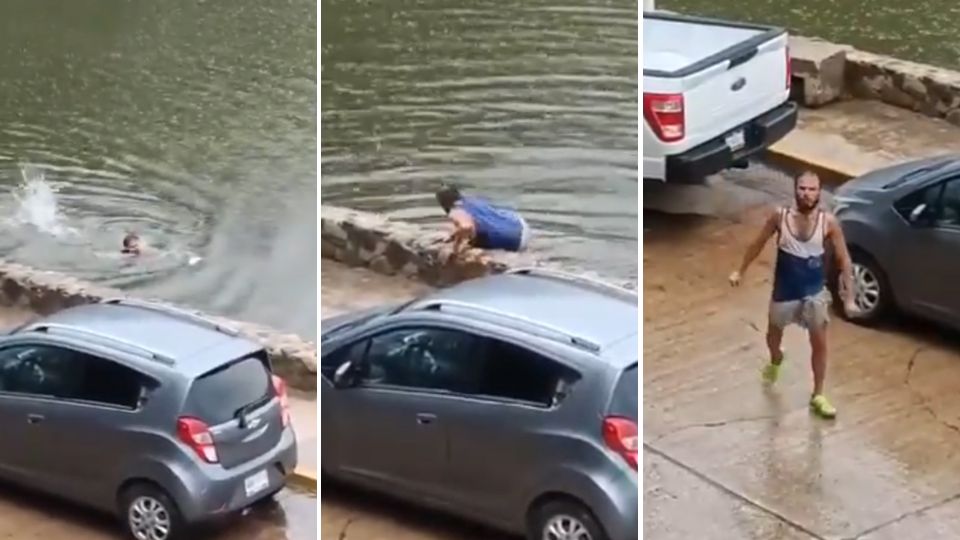 Hombre se mete a nadar a laguna llena de cocodrilos