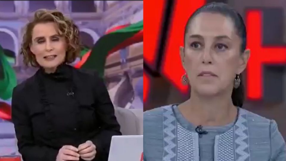 Denise Maerker y Claudia Sheinbaum en video fabricado con inteligencia artificial.