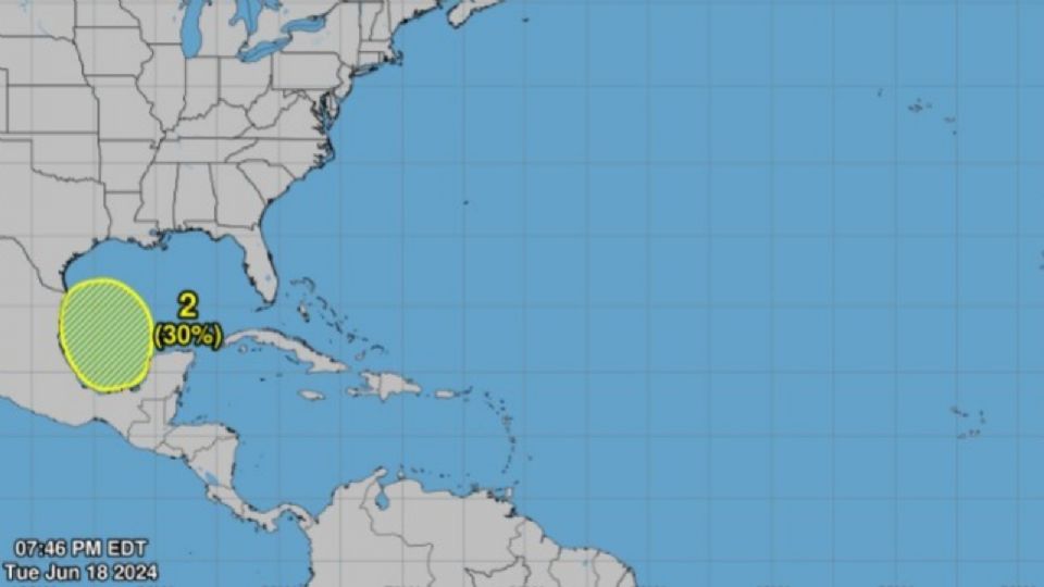 Vista satelital de la zona de baja presión.