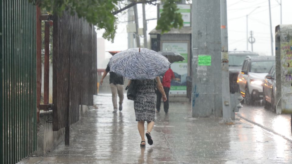 Ciudadana protegiéndose de la lluvia.