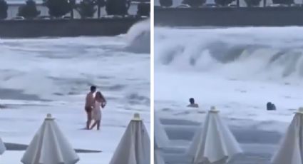 Video: Joven fue arrastrada por el mar mientras paseaba con su pareja en Rusia