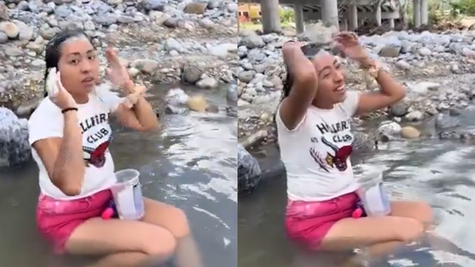 Joven se mete a bañar al río Santa Catarina