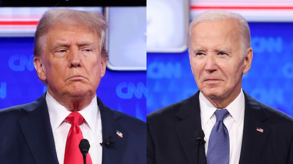 Donald Trump y Joe Biden en el primer debate presidencial de 2024.