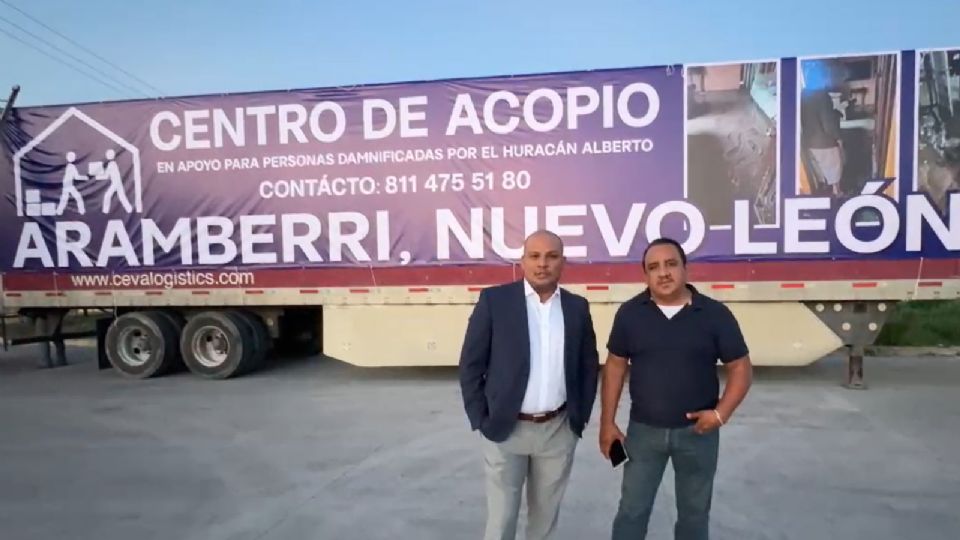 Centro de acopio instalado en la avenida Sendero, en su cruce con República Mexicana, en los límites de San Nicolás y Escobedo.