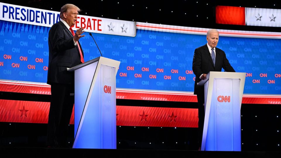 El presidente de Estados Unidos, Joe Biden (d), y el expresidente estadounidense Donald J. Trump (i), participan en el primer debate de las elecciones presidenciales de 2024 | CNN