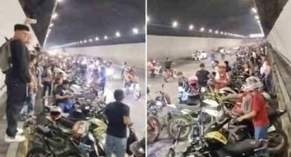 Motociclistas causan aglomeración en el Túnel de la Loma Larga