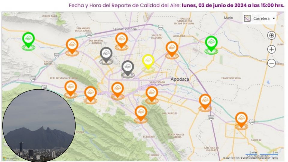 Predomina la mala calidad del aire pese a las lluvias en Monterrey.