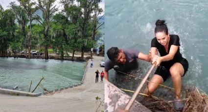 Rescatan a una mujer y un menor en el río Ramos, de Allende, NL