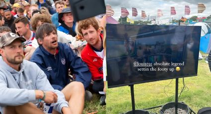 Louis Tomlinson lleva su propia tele para ver partido de la Euro en festival Glastonbury