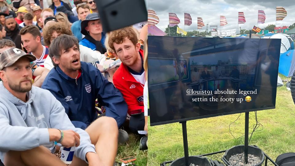 Momento en que Louis Tomlinson veía el partido Inglaterra Vs Eslovaquia.