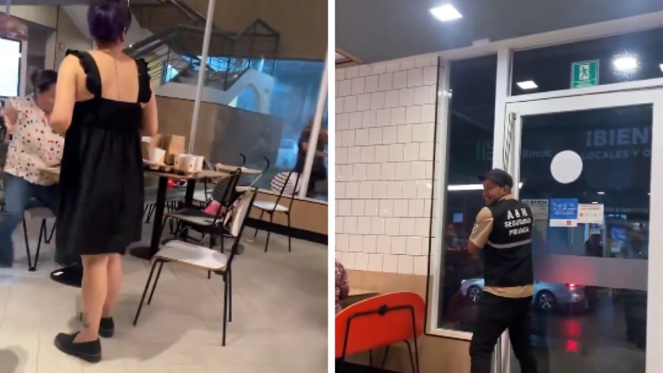 Clientes de un McDonald's en el centro de Monterrey se protegen tras caída de cristal