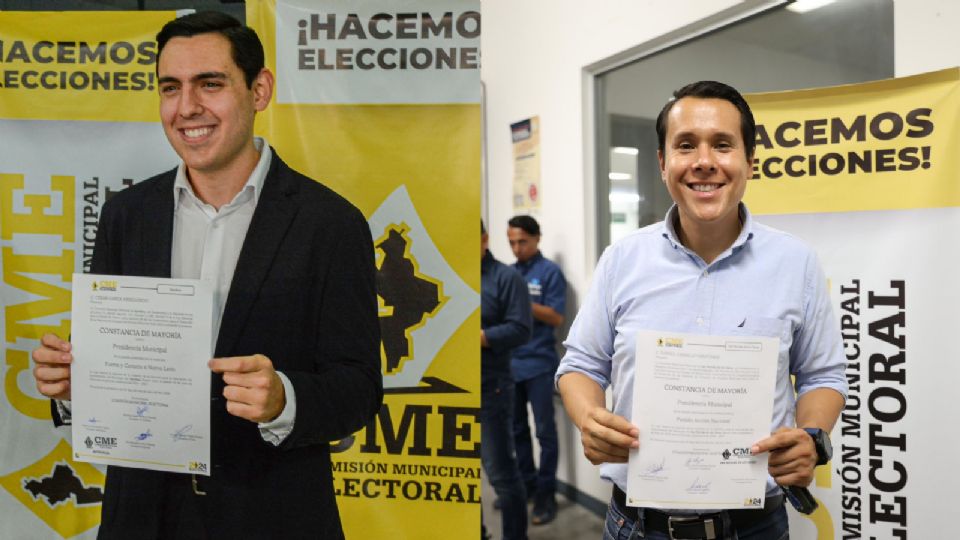 César Garza y Daniel Carrillo reciben constancia de mayoría.