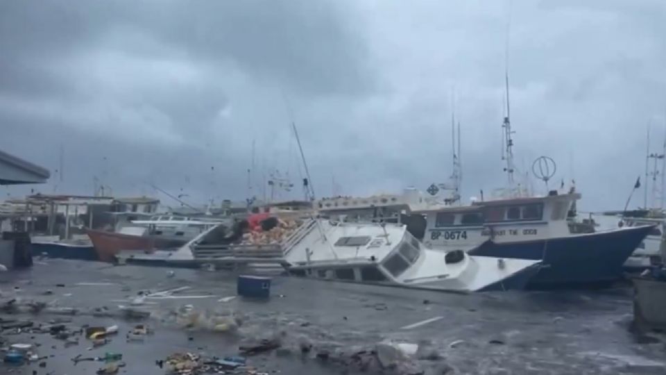 Embarcaciones dañadas por Beryl en Barbados.