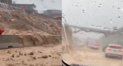 Lluvia deja vehículos varados en Paseo de los Leones y Paseo de Cumbres, Monterrey