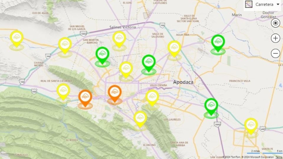 Mapa de las estaciones de monitoreo ambiental