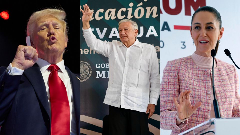 Donald Trump, AMLO y Claudia Sheinbaum.