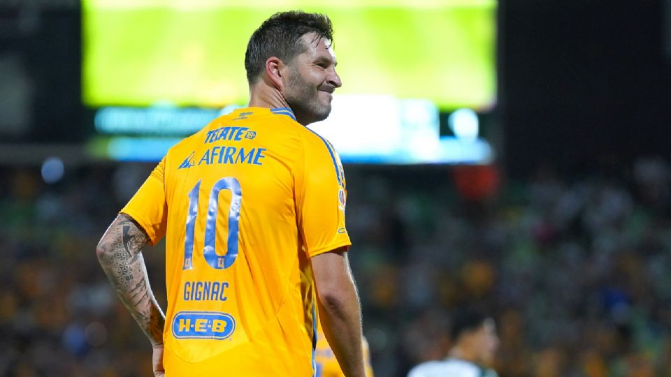 André-Pierre Gignac durante el partido entre Tigres y Santos Laguna en el Apertura 2024 de la Liga MX