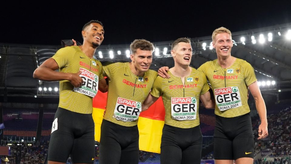 El equipo masculino de atletismo de Alemania que estará participando en los Juegos Olímpicos de París