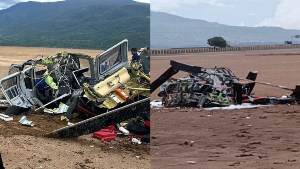 Helicóptero caído en la Laguna de Sayula, Jalisco.