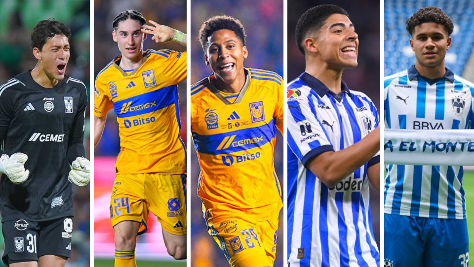 Tapia, Flores, Ozziel, Guzmán y Leone; los Sub-23 de Tigres y Rayados.