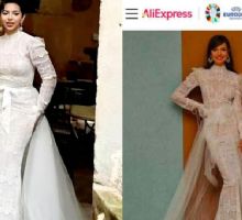 Internautas hallan vestido de novia de Ángela Aguilar en AliExpress, esto cuesta
