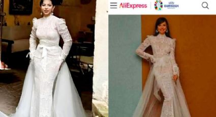 Internautas hallan vestido de novia de Ángela Aguilar en AliExpress, esto cuesta