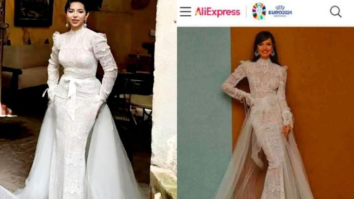 Internautas hallan vestido de novia de Ángela Aguilar en AliExpress, esto cuesta