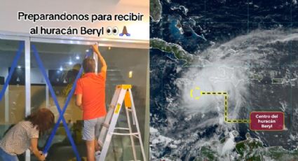 Huracán Beryl: Familia cubre ventanas con cinta por riesgo de lluvia y viento