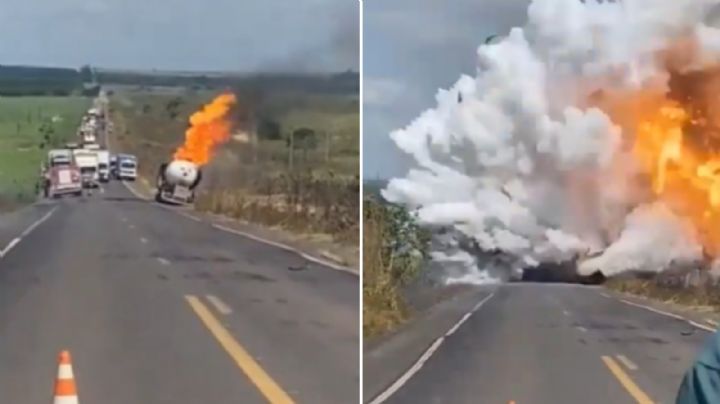 Video: Explosión de pipa deja 3 reporteros lesionados en Brasil