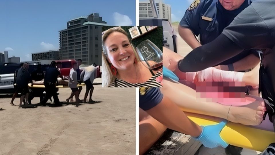 Momento en que Patrulla Fronteriza da auxilio a mujer atacada por tiburón en la Isla del Padre ayer jueves 4 de julio